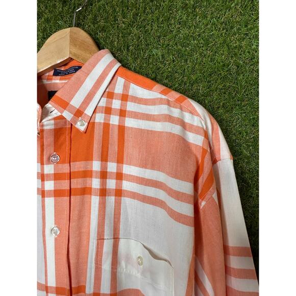 NWT Panhandle Slim Western Orange Plaid Button Down Long Sleeve Shirt Sz M - Picture 2 of 7